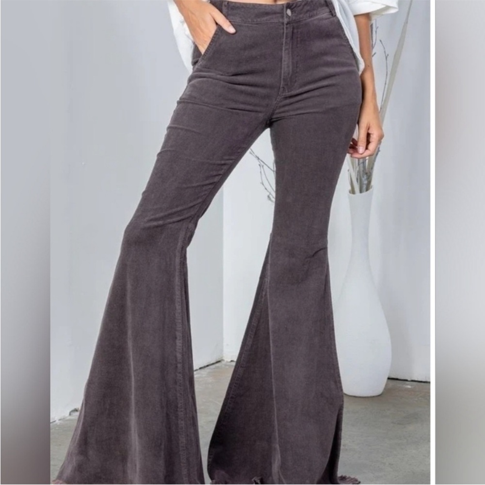 Women's Flare & Very Wide Leg Jeans Stretchy Fit Brown Corduroy